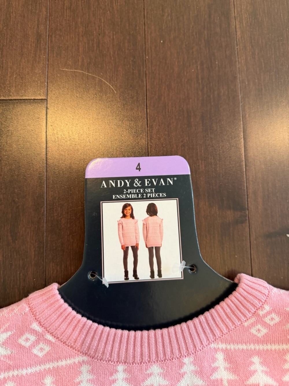 Andy & Evan Pink Fair Isle Ruffle-Shoulder Sweater - Picture 3 of 3